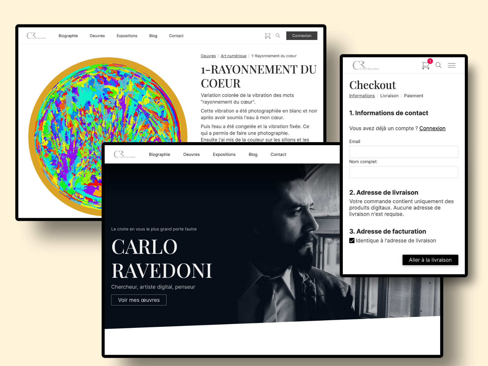 Carlo Ravedoni — Création d'un site e-commerce pour un artiste