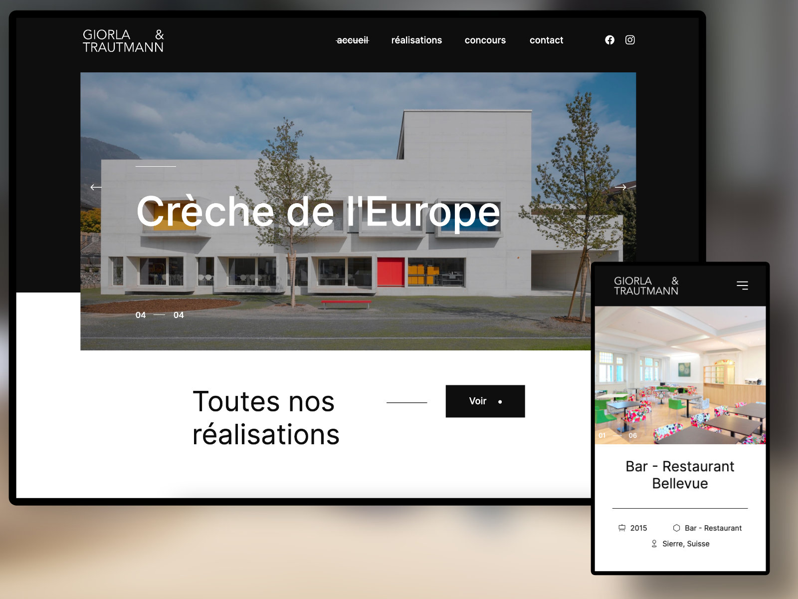 Giorla Trautmann Architectes SA — Refonte d'un site web pour un atelier d'architecture