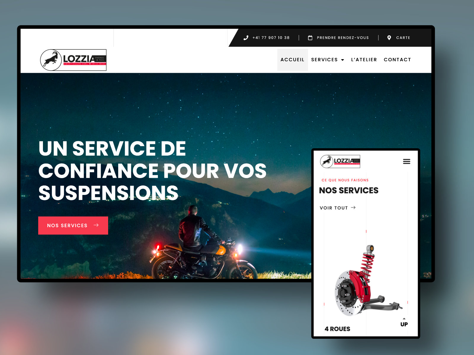 Lozzia Frères & Fils Amortisseurs Sàrl — Création d'un site web pour un atelier